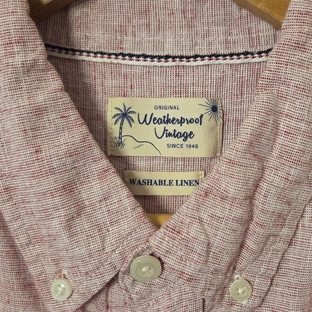 Coastal Beach Resort Washable Linen Blend Pink Button Up Size Medium - Picture 4 of 7